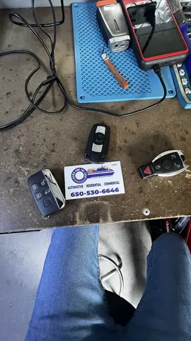 Key fobs being programmed in the van