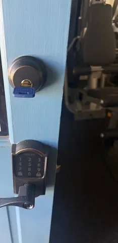Schlage keypad lock and deadbolt installed on a front door