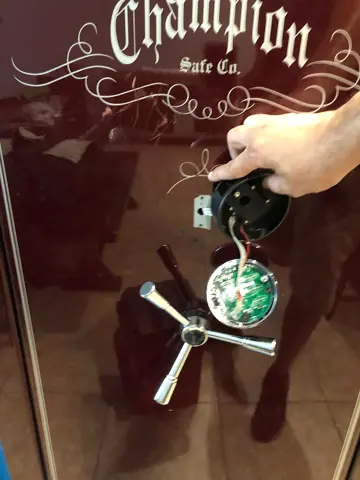 Electronic safe lock removed for repair